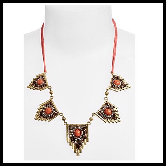 EGYPTIAN STONE JEWELED BOHO STATEMENT NECKLACE A2C - Picture 7 of 8